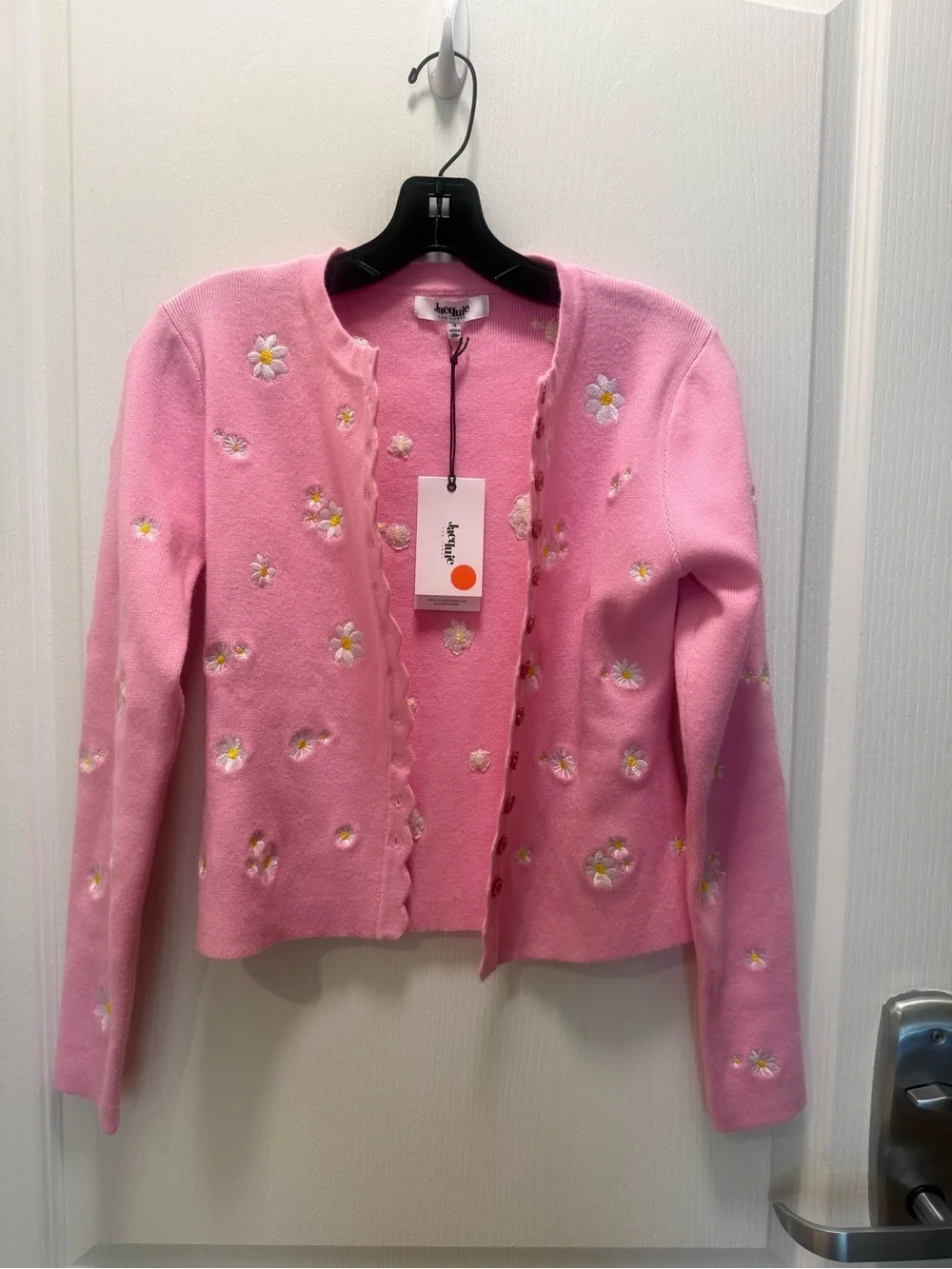 Jacquie the label Women’s Pink Daisy Knit Cardigan Sweater size S NWT - Picture 2 of 5